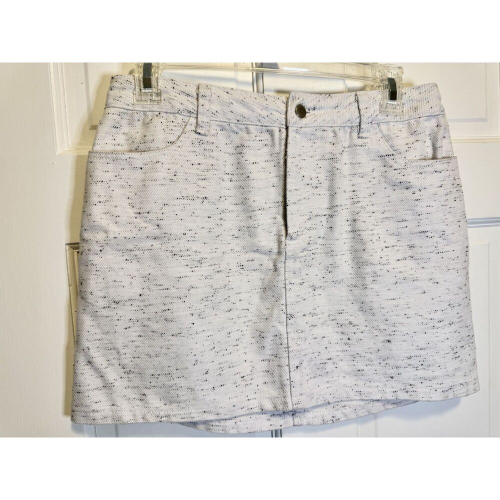 Wild Honey White Black Speckled Denim Mini Skirt Size Medium